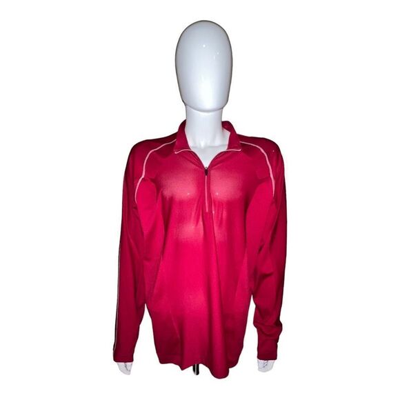 Nike Golf Mens Red Quarter Zip Dri Fit Long Sleeve Shirt Lightweight Large EUC - Picture 2 of 8